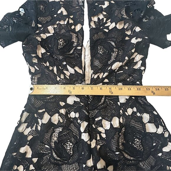 The Impeccable Pig Floral Black Lace Romper, Size S - Picture 14 of 15